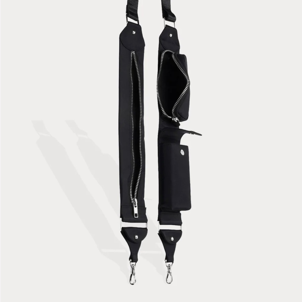 BILLIE Nylon Crossbody Utility Strap-Only in Black/Sliver